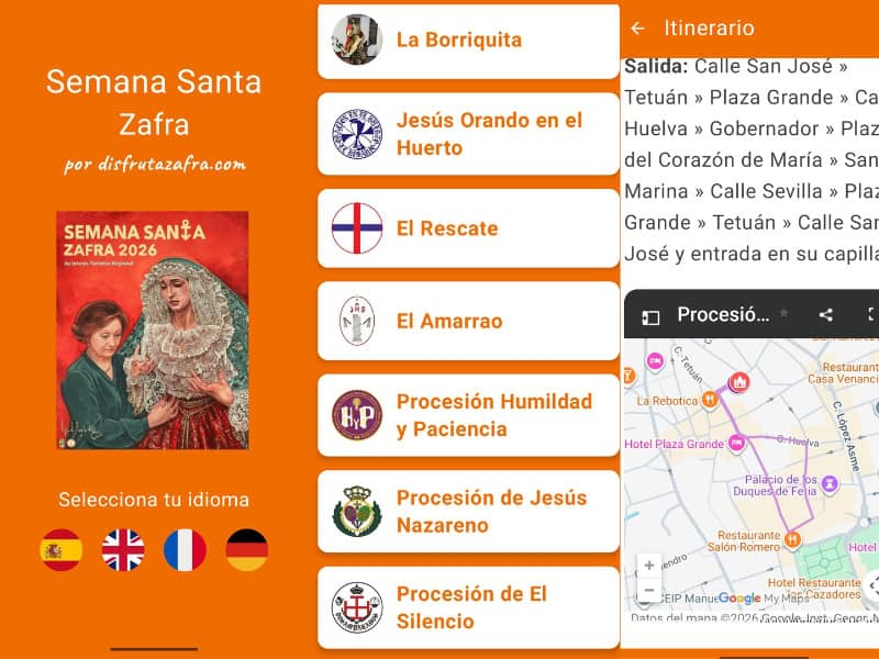 Imágenes de la nueva app de la Semana Santa de Zafra